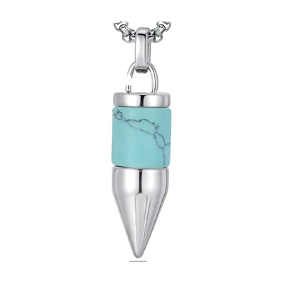 Spike-Anhänger mit Türkis-Stein, Edelstahl