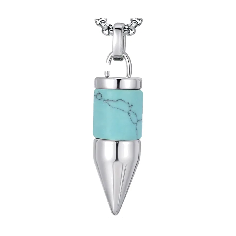 Spike-Anhänger mit Türkis-Stein, Edelstahl
