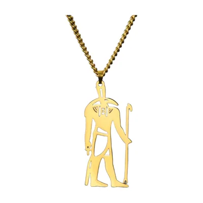 Collana con pendente Anubis e catena a maglie, acciaio inossidabile 316L