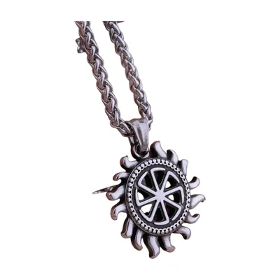 Collier Pendentif Soleil Slave avec Chaîne, Acier Inoxydable