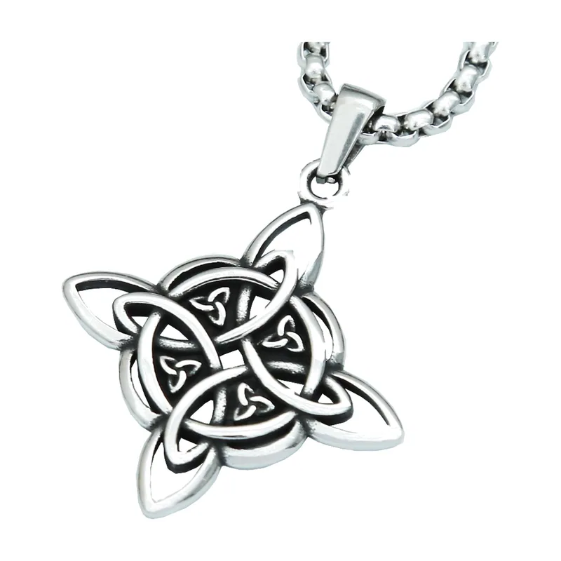 Celtic Knot Pendant with Ball Chain, Stainless Steel