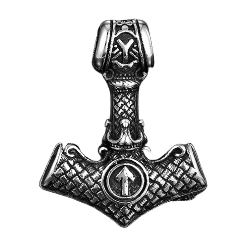 Mjölnir Thors Hammer Anhänger mit Kette, 316L Edelstahl