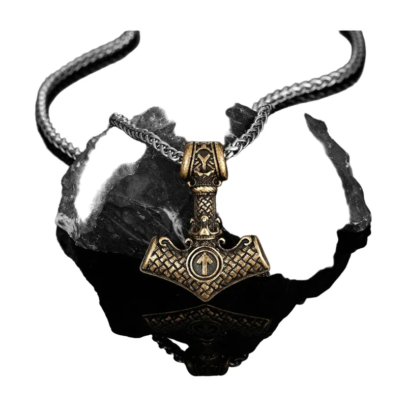 Pendentif Mjölnir Marteau de Thor avec Chaîne, Acier Inoxydable