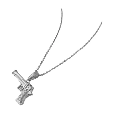 Colgante de Pistola con Cadena, Acero Inoxidable