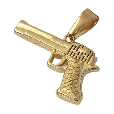 Colgante de Pistola con Cadena Curb, Acero Inoxidable