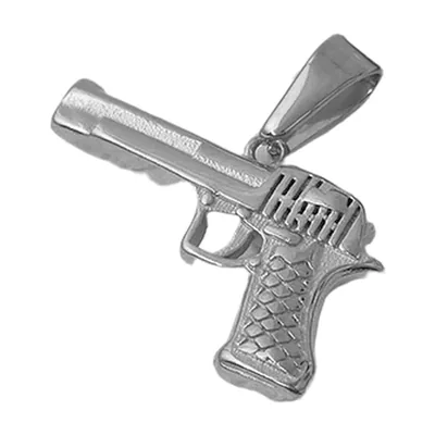 Colgante de Pistola con Cadena Curb, Acero Inoxidable