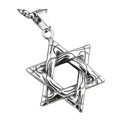 Colgante de Estrella Hexagrama con Diseño Entrelazado, Acero Inoxidable