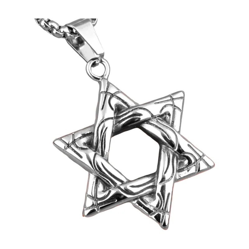 Hexagramm Stern Anhänger mit Verschlungenem Design, Edelstahl