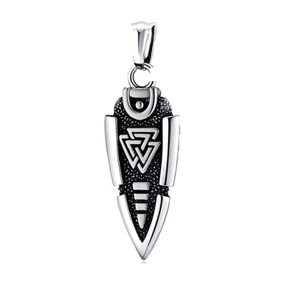 Pfeilspitze Anhänger mit Valknut-Symbol, Edelstahl