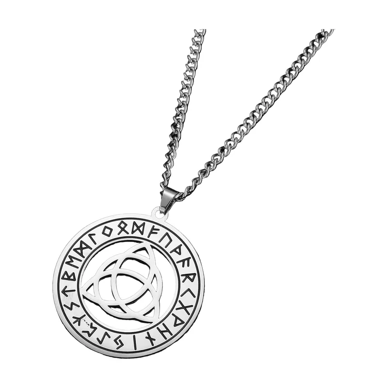 Vegvisir Wikinger Kompass Anhänger mit Runenkette, Edelstahl