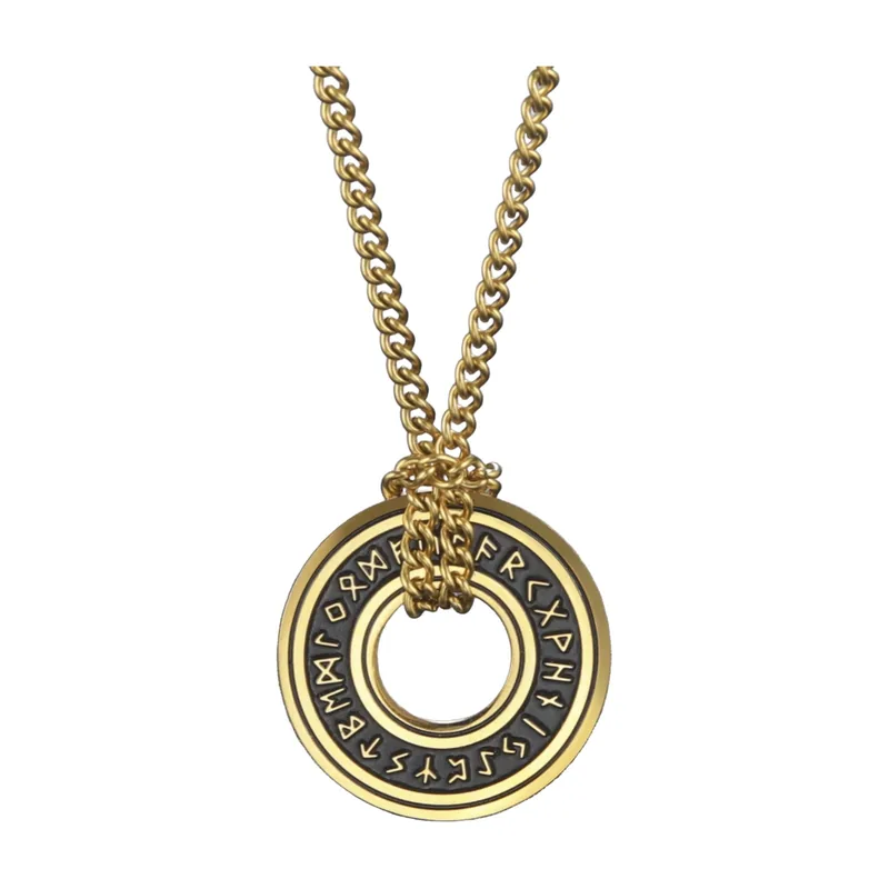 Vegvisir Viking Compass Pendant with Runic Chain, Stainless Steel