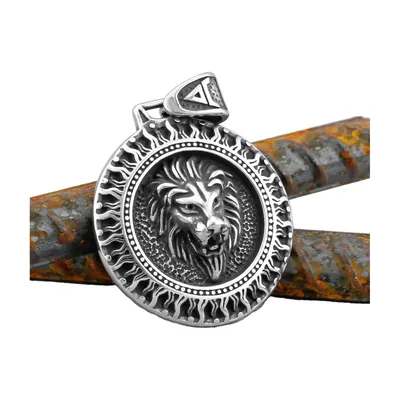 Colgante Medallón Cabeza de León Vikingo con Cadena, Acero Inoxidable