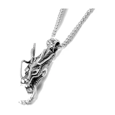 Drachenkopf Anhänger mit Kette, 316L Edelstahl
