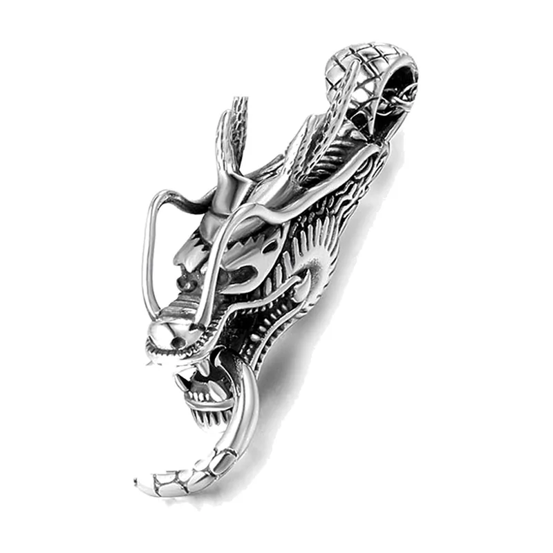 Collier Pendentif Tête de Dragon, Acier Inoxydable 316L
