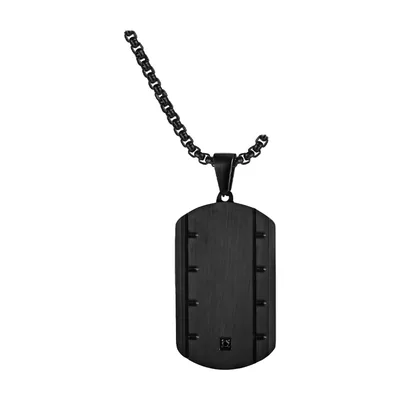 Colgante Dog Tag Negro Mate con Cadena, Acero Inoxidable