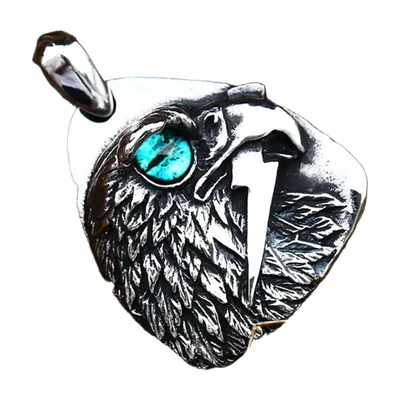 Adlerkopf Anhänger mit blauem Stein, Edelstahl