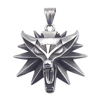 Wolfskopf Anhänger mit Kette, 316L Edelstahl