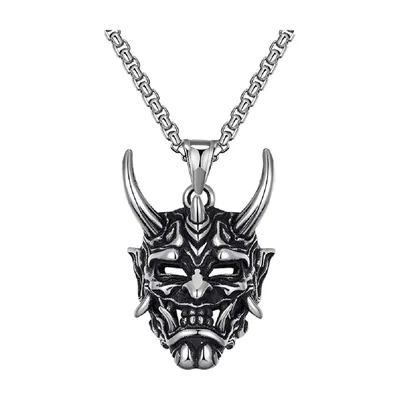 Oni-Masken Anhänger Kette für Herren, 316L Edelstahl
