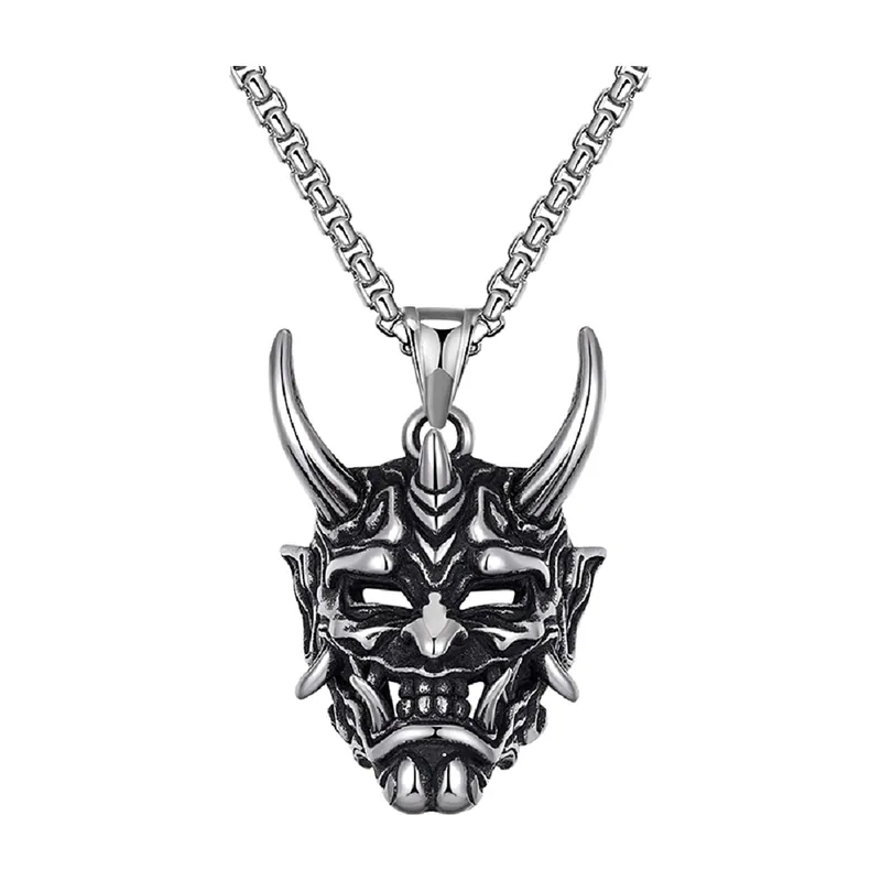 Collier avec Pendentif Masque Oni, Acier Inoxydable 316L