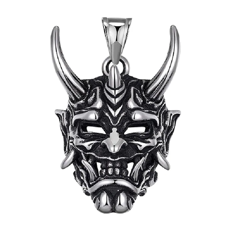 Collier avec Pendentif Masque Oni, Acier Inoxydable 316L