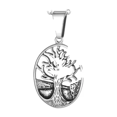 Pendentif Arbre de Vie avec Chaîne, Acier Inoxydable