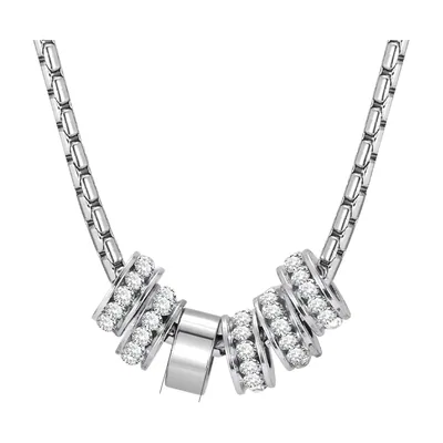 Collier avec Pendentif Circulaire et Zirconia, Acier Inoxydable