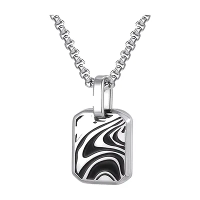 Geometric Swirl Pendant Necklace, 316L Stainless Steel