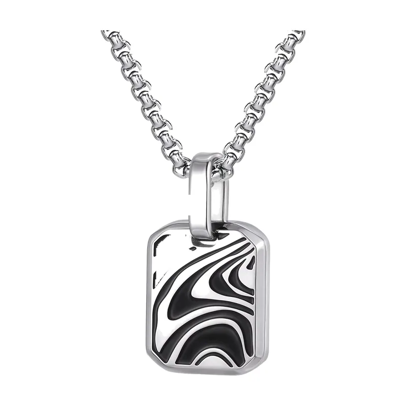 Collana con Pendente Geometrico a Vortice, Acciaio Inossidabile 316L