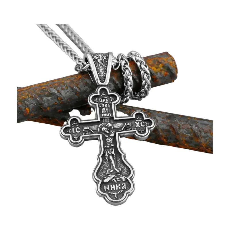 Pendente Croce Valknut con Catena a Maglie, Acciaio Inossidabile