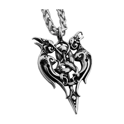Pendentif Corbeaux d'Odin et Flèche avec Chaîne, Acier Inoxydable