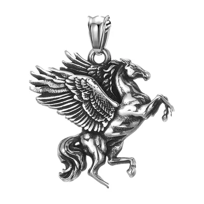 Pegasus Winged Horse Pendant Necklace, 316L Stainless Steel