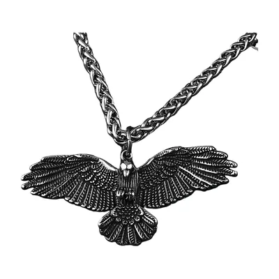 Collier Pendentif Aigle avec Chaîne Maille Épi, Acier Inoxydable