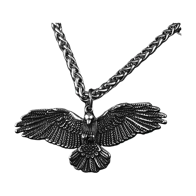 Collier Pendentif Aigle avec Chaîne Maille Épi, Acier Inoxydable