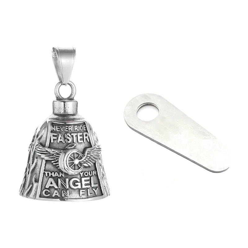 Collier Cloche Gardienne avec Motif Ange, Acier Inoxydable