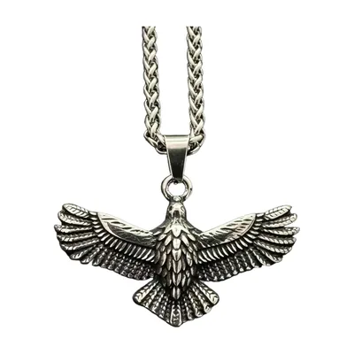 Pendentif Aigle Viking avec Chaîne, Acier Inoxydable 316L