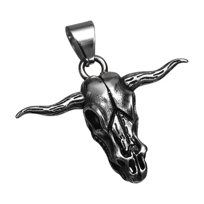 Collier Pendentif Tête de Taureau, Acier Inoxydable