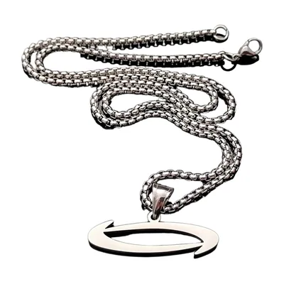 Letter O Pendant Necklace, Polished Stainless Steel