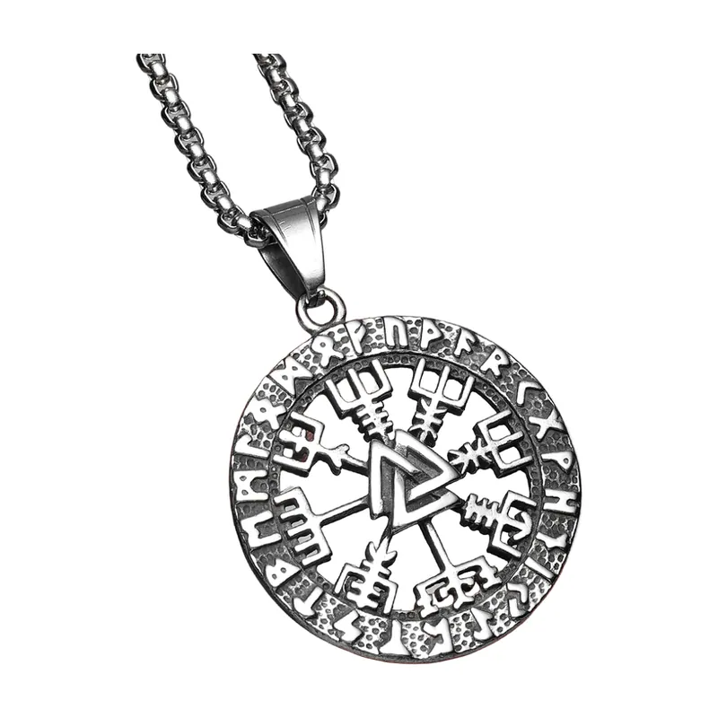 Vegvisir Wikinger Kompass Anhänger mit keltischem Knoten, Edelstahl