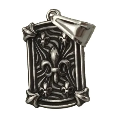 Colgante Cuadrado de Fleur de Lys con Cadena, Acero Inoxidable 316L