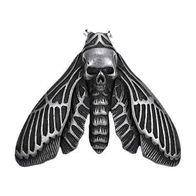 Totenkopf-Motten-Anhänger mit Panzerkette, Edelstahl