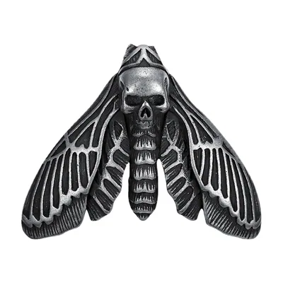 Totenkopf-Motten-Anhänger mit Kette, Edelstahl