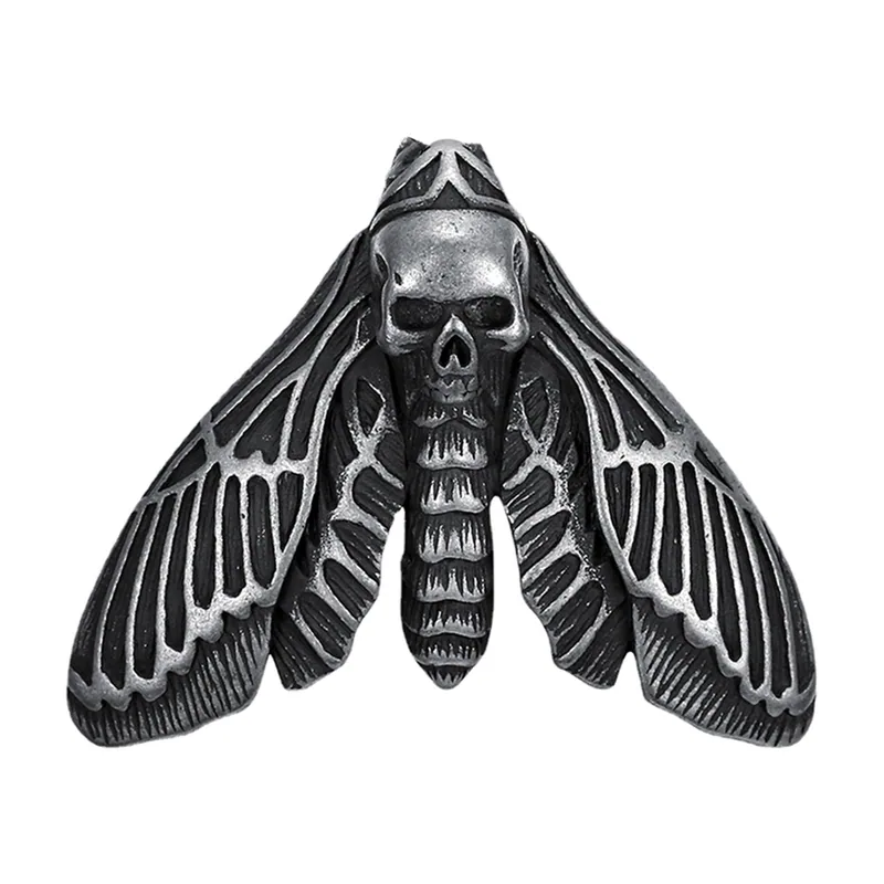 Skull Moth Pendant with Chain, Stainless Steel