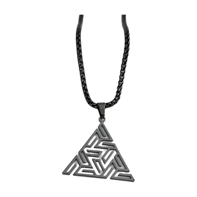 Pendentif Triangle Géométrique avec Chaîne Gourmette, Acier Inoxydable