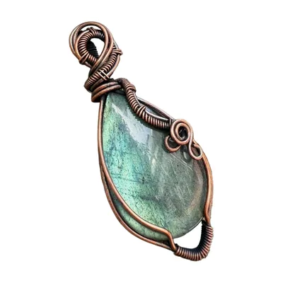 Collier Pendentif en Labradorite en forme de Goutte, Acier Inoxydable