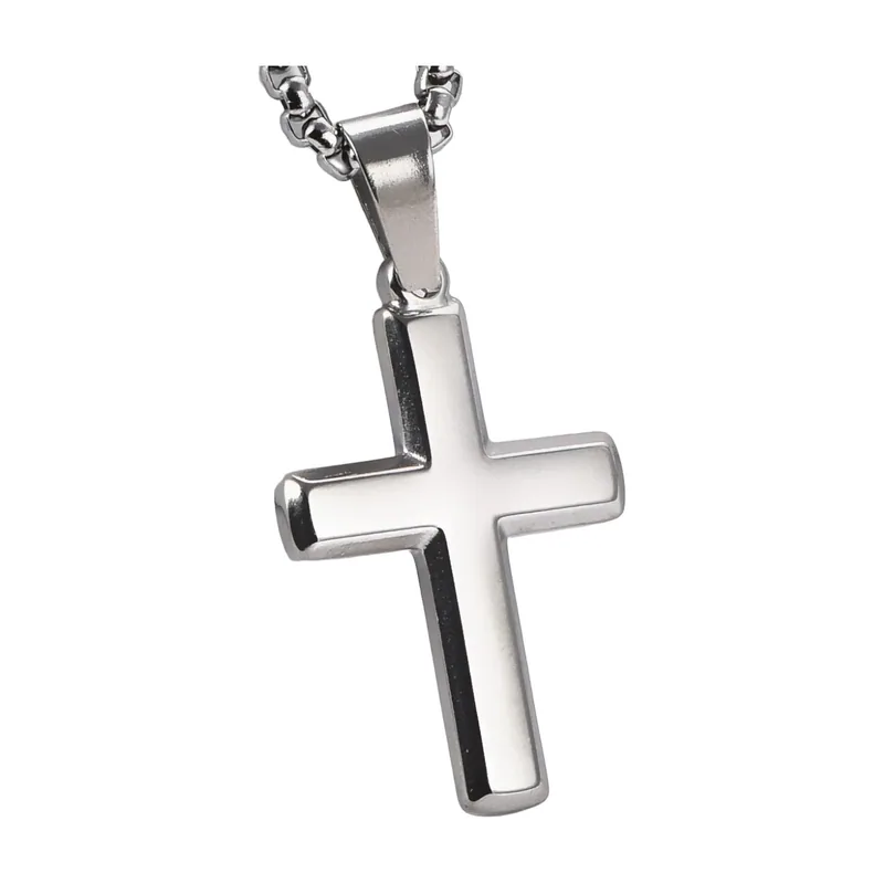 Collier Pendentif Croix avec Chaîne Vénitienne, Acier Inoxydable
