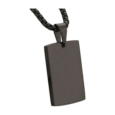 Colgante Dog Tag Rectangular con Cadena de Eslabones, Acero Inoxidable