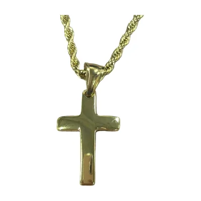 Kreuz-Anhänger mit Kordelkette, Edelstahl