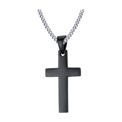 Collier avec Pendentif Croix et Chaîne Gourmette, Acier Inoxydable