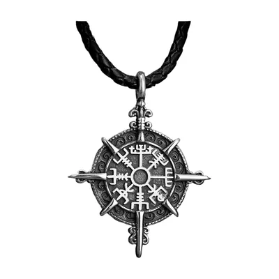 Collier Vegvisir Boussole Viking avec Cordon Tressé, Acier Inoxydable