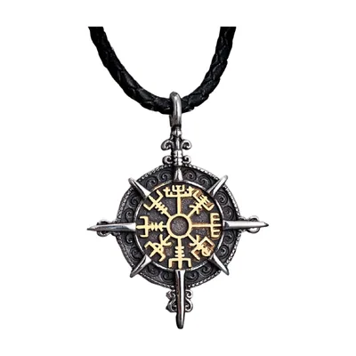 Collier Vegvisir Boussole Viking avec Runes Nordiques, Acier Inoxydable